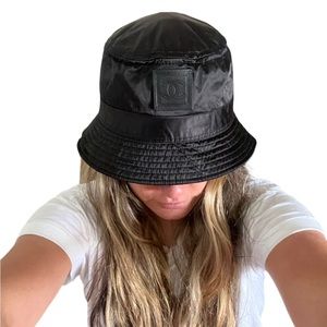 Chanel interlocking cc leather logo nylon bucket hat becomes a pouch